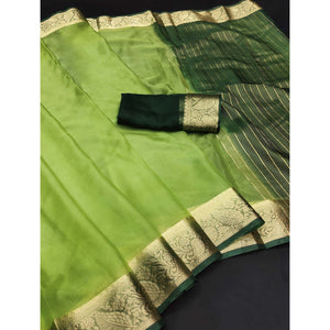 green-solid-organza-saree-with-zari-border