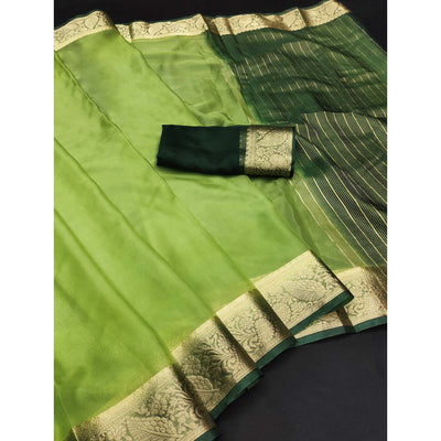 green-solid-organza-saree-with-zari-border