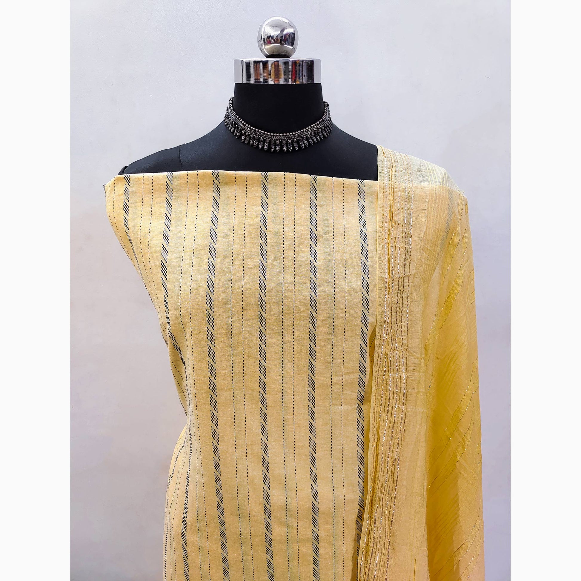Yellow Woven Pure Cotton Dress Material