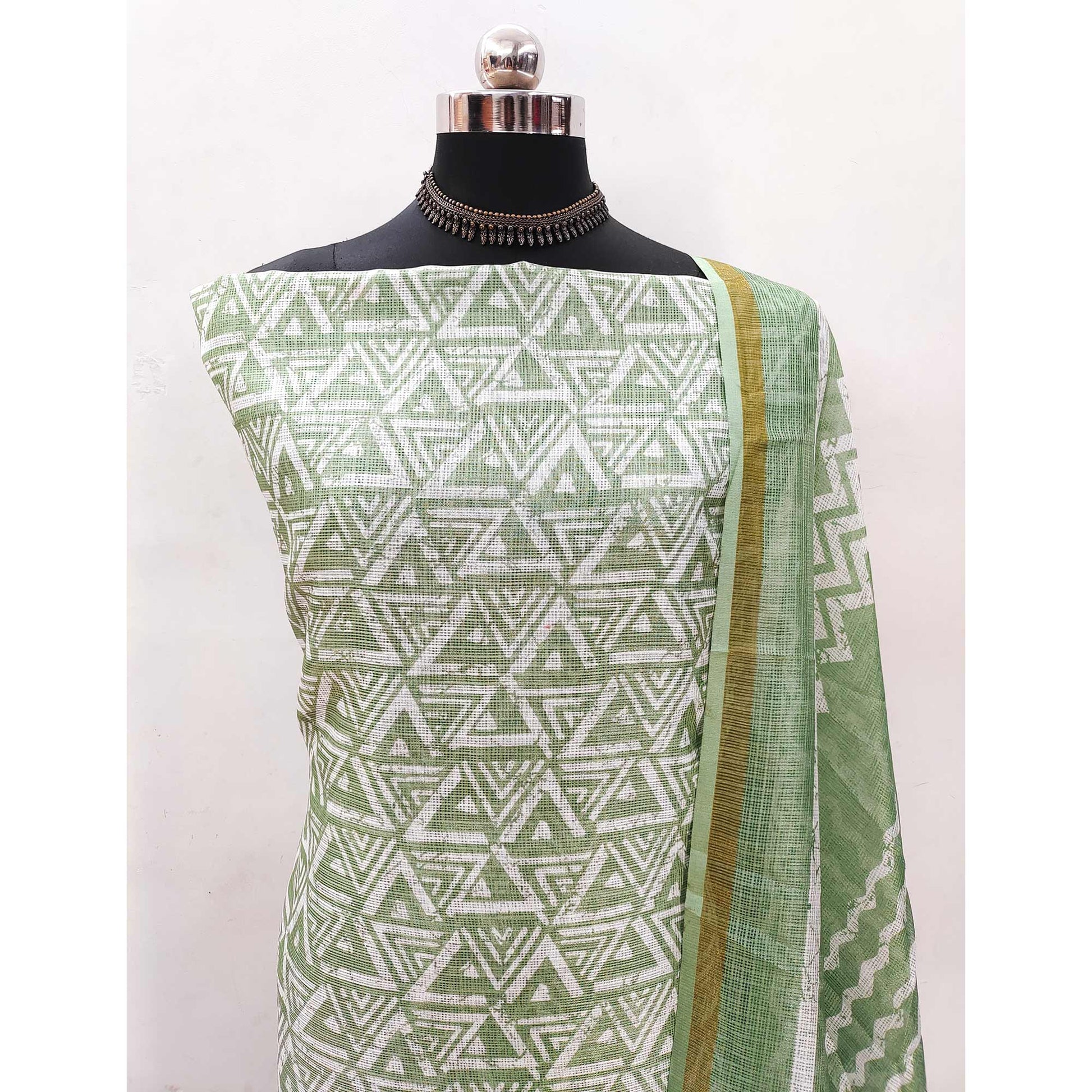 green-geometric-printed-kota-doria-dress-material