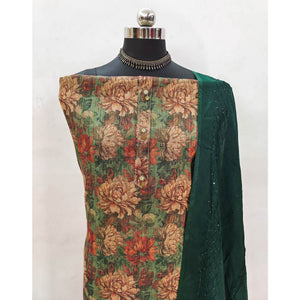 green-floral-printed-cotton-silk-dress-material
