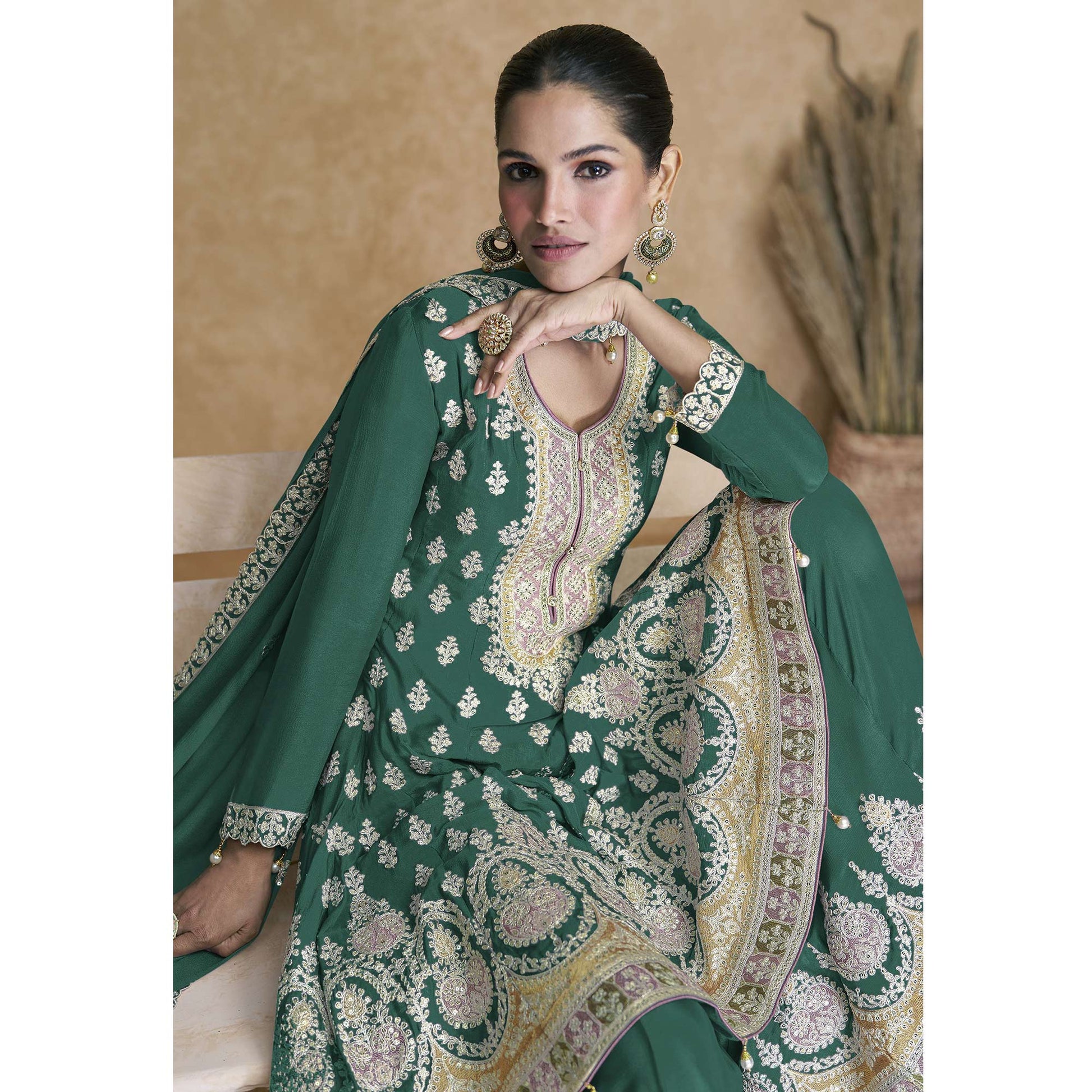 green-floral-embroidered-georgette-semi-stitched-suit