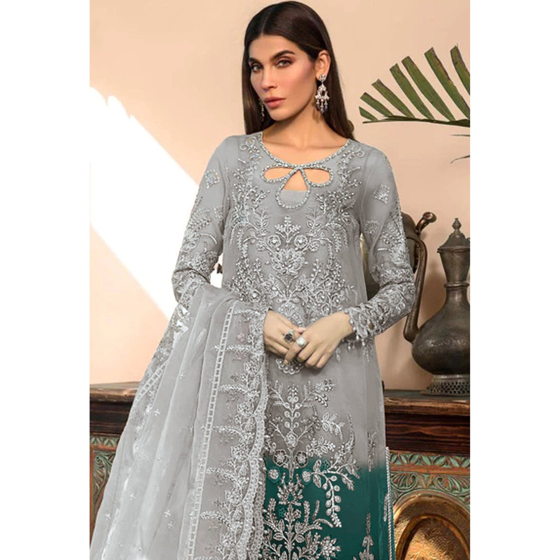 grey-green-floral-embroidered-organza-semi-stitched-pakistani-suit