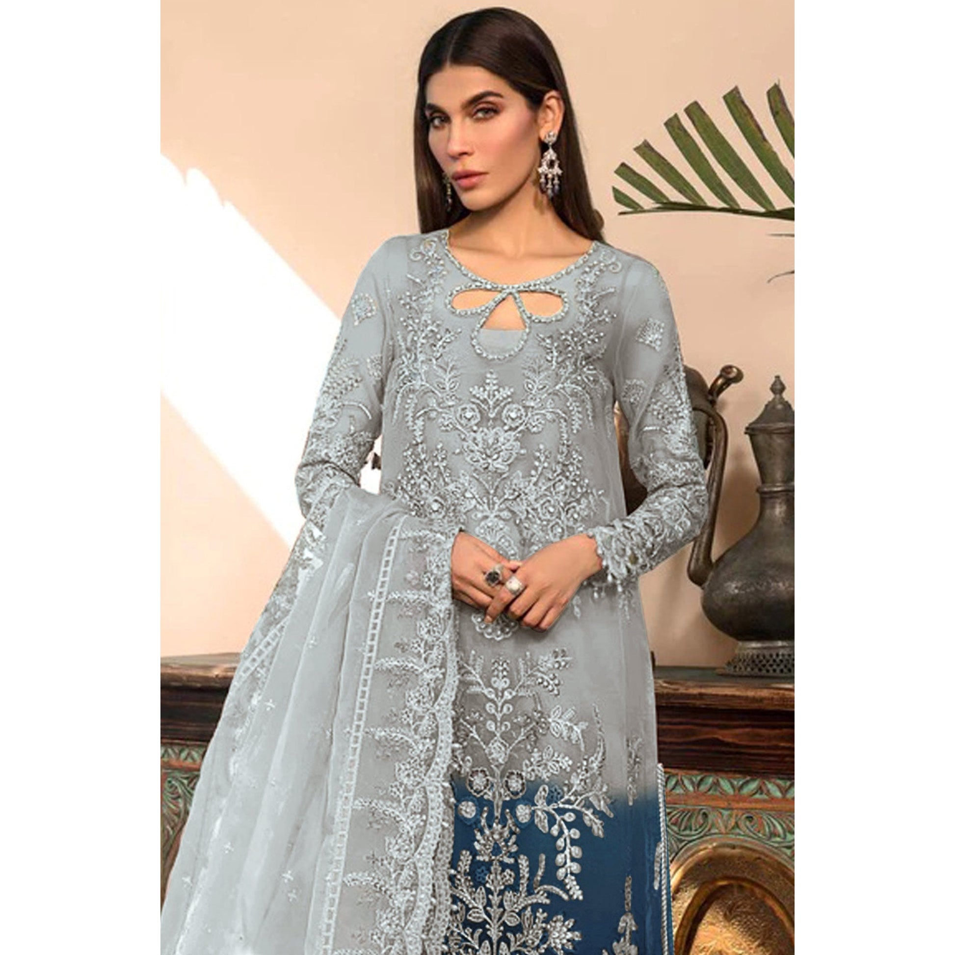 grey-blue-floral-embroidered-organza-semi-stitched-pakistani-suit