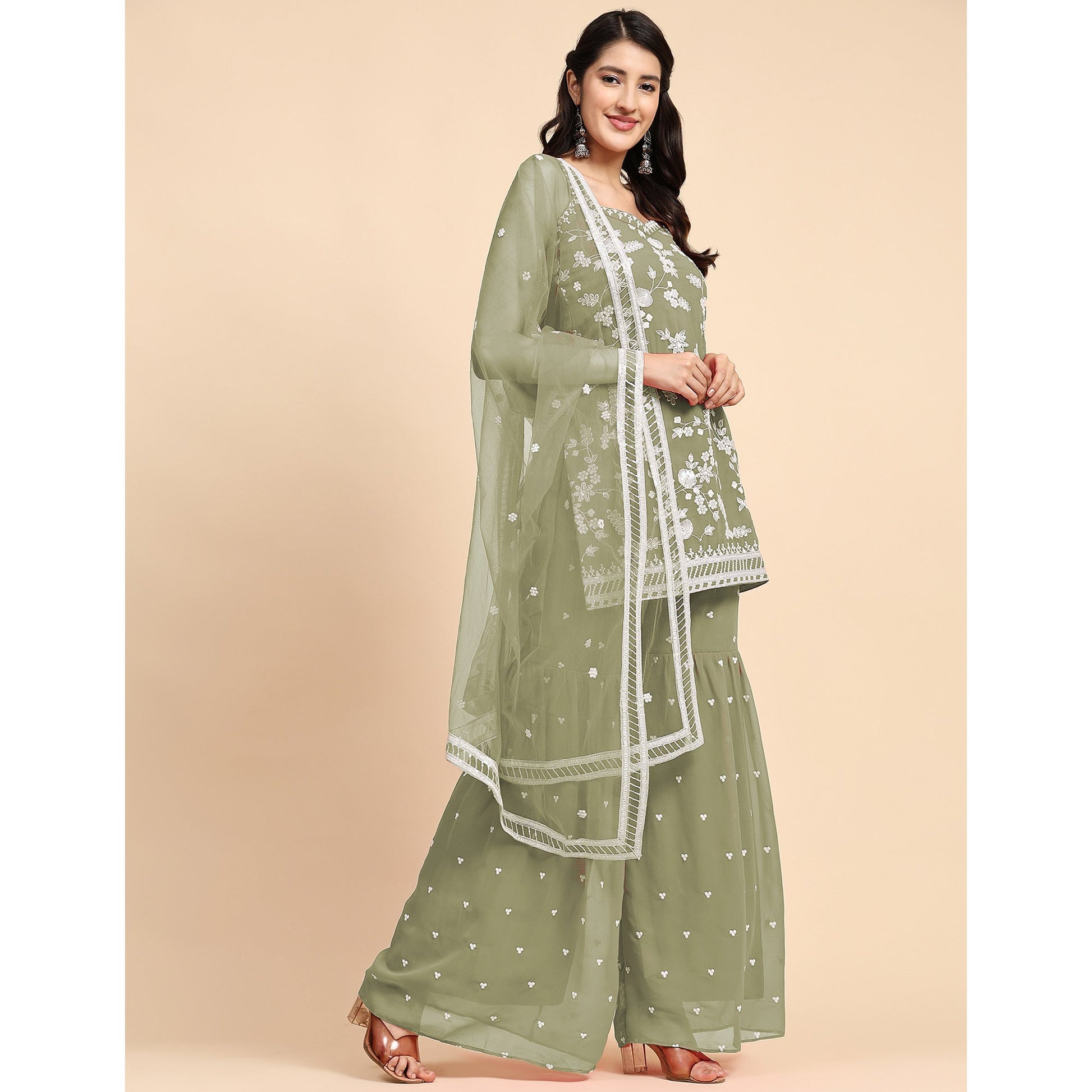 green-floral-sequins-embroidered-georgette-semi-stitched-suit