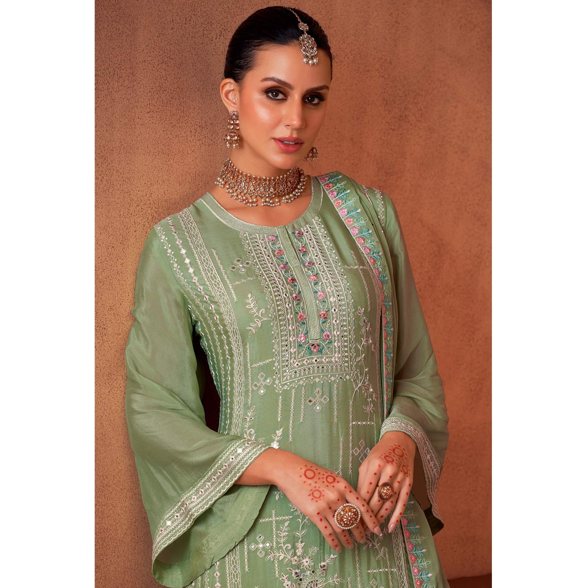 green-floral-sequins-embroidered-georgette-semi-stitched-palazzo-suit