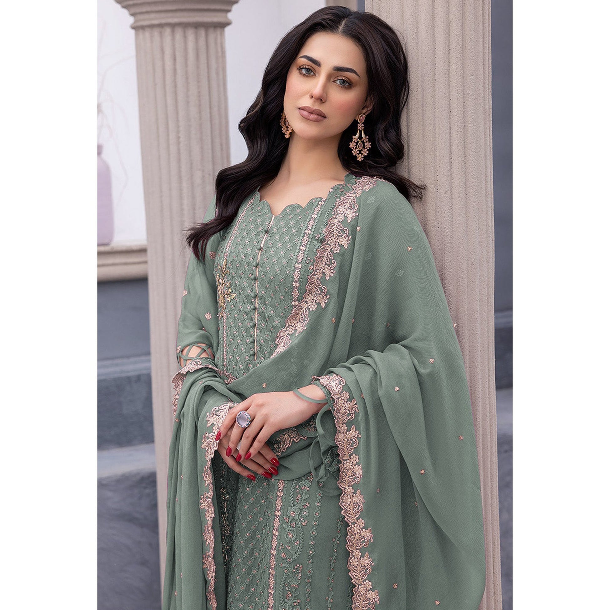 green-floral-embroidered-georgette-semi-stitched-pakistani-suit-4