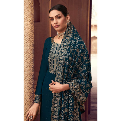 Morpich Sequins Embroidered Georgette Semi Stitched Suit
