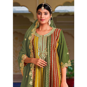 green-sequins-embroidered-chinon-semi-stitched-dress-material