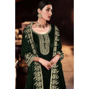 green-floral-embroidered-velvet-semi-stitched-suit