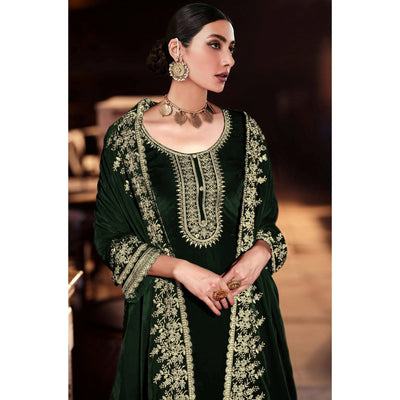 green-floral-embroidered-velvet-semi-stitched-suit