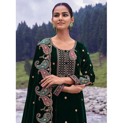 green-floral-embroidered-velvet-semi-stitched-salwar-suit