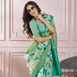 green-printed-woven-soft-banarasi-silk-saree