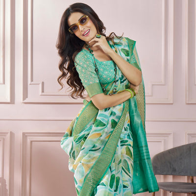 green-printed-woven-soft-banarasi-silk-saree