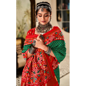 green-red-patola-printed-tussar-silk-saree