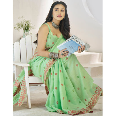green-floral-woven-cotton-silk-saree-10