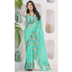 green-floral-woven-cotton-silk-saree-8