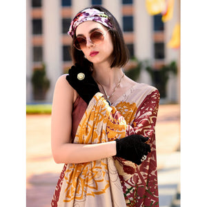 Peach Floral Digital Printed Pure Satin Saree