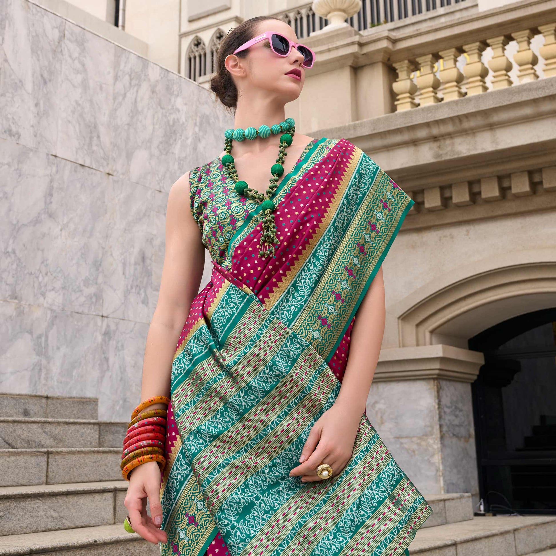 Magenta Zari Woven Banarasi Silk Saree