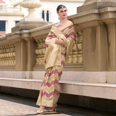 Mauve Woven Cotton Silk Saree
