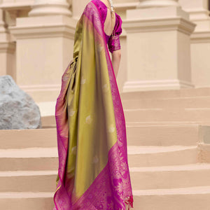 Dark Beige Zari Weaving Pure Silk Saree