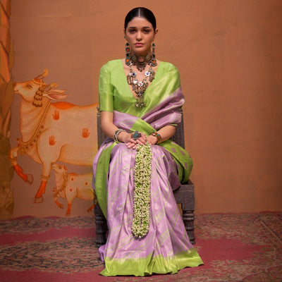 Lavender Woven Art Silk Zari Saree
