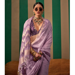 Mauve Woven Cotton Silk Saree
