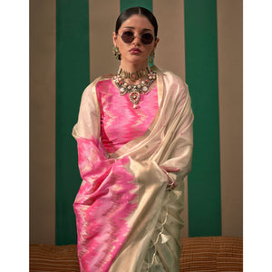 Cream Woven Cotton Silk Saree