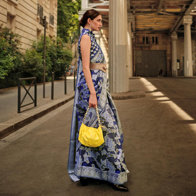 Blue Woven Organza Saree