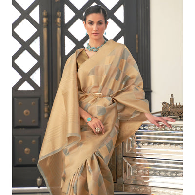 Grey Woven Organza Saree