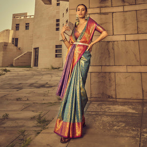 green-woven-art-silk-saree-13