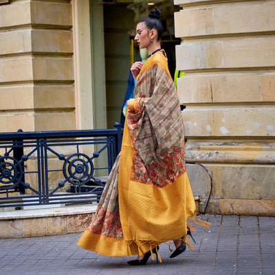 grey-floral-printed-brasso-saree-with-tassels
