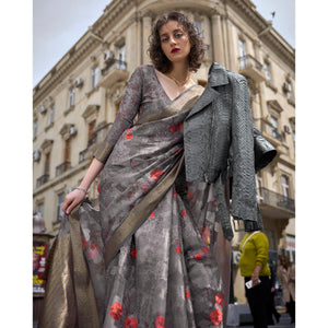grey-floral-woven-brasso-saree-with-tassels