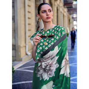 green-digital-printed-satin-saree-5