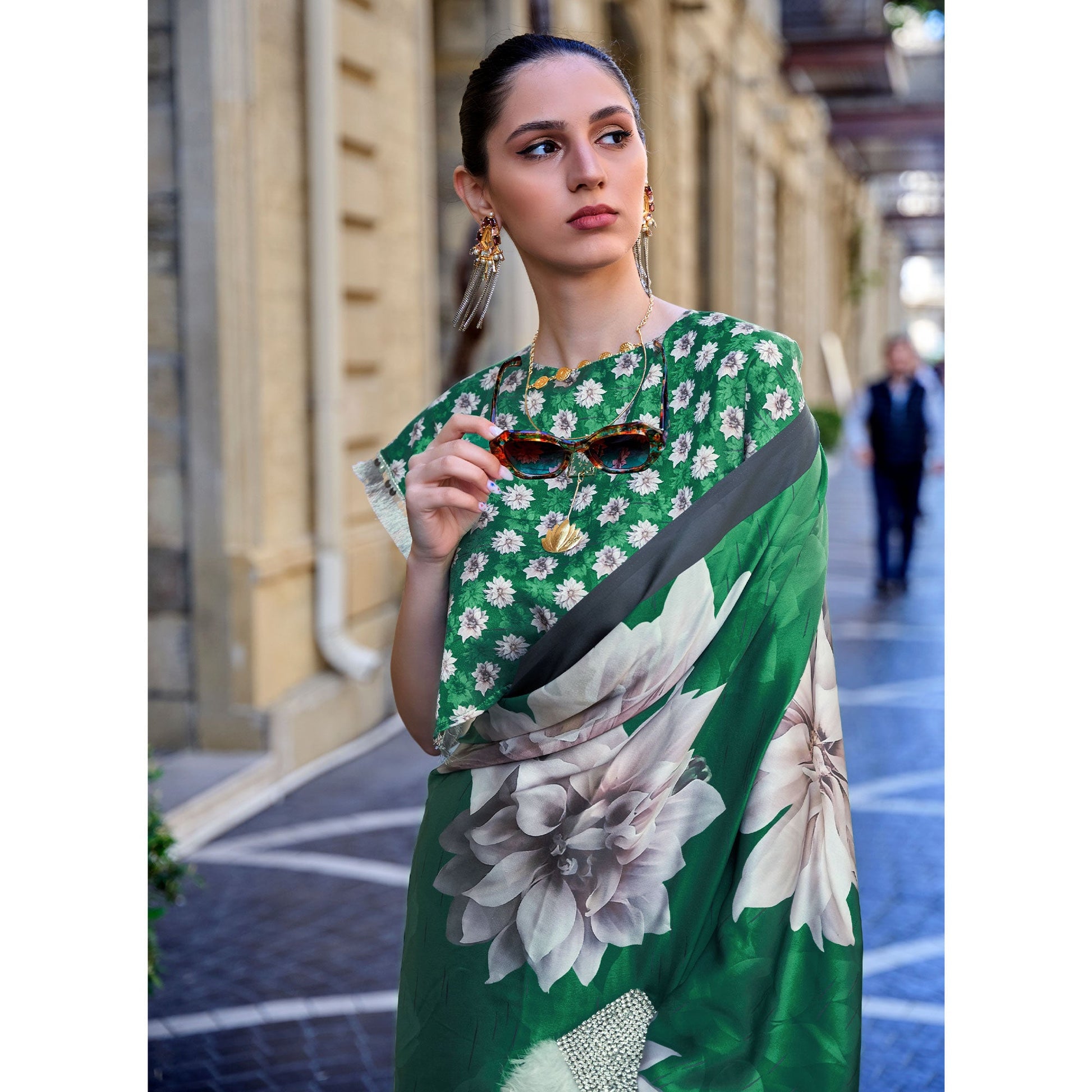 green-digital-printed-satin-saree-5