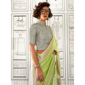 green-woven-zari-chiffon-saree
