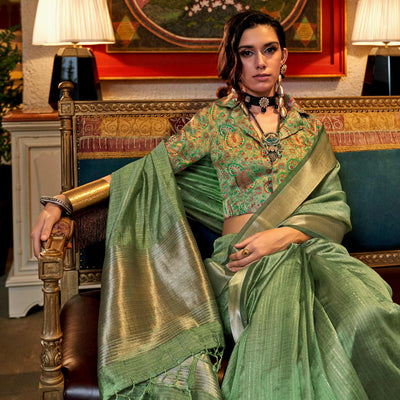 green-handloom-woven-chiffon-saree