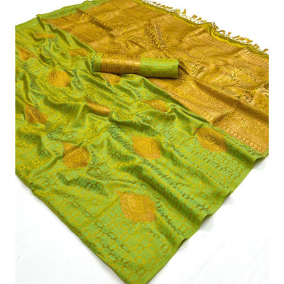 green-woven-satin-two-tone-saree