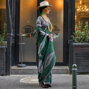 green-floral-digital-printed-satin-saree-1