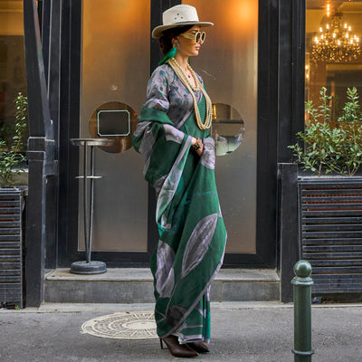 green-floral-digital-printed-satin-saree-1