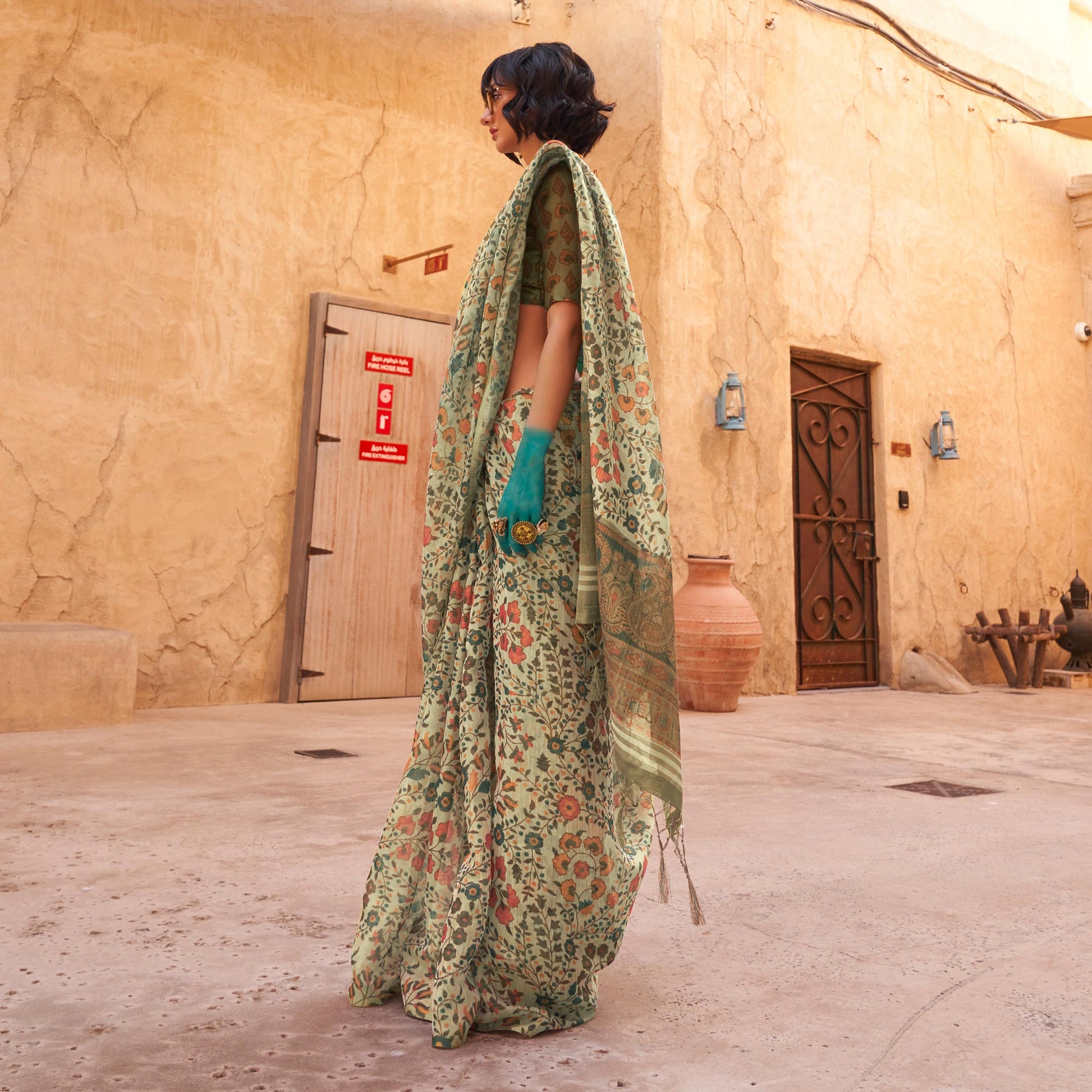 grey-floral-printed-tissue-saree-with-tassels