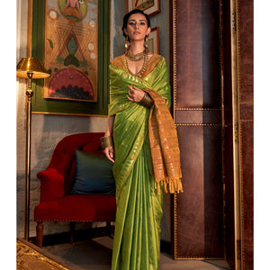 green-zari-work-woven-tussar-silk-saree-with-tassels