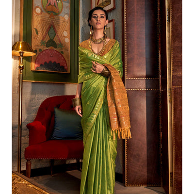 green-zari-work-woven-tussar-silk-saree-with-tassels