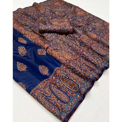 Blue Woven Chanderi Silk Saree