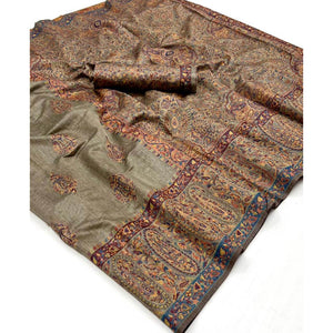 Brown Woven Chanderi Silk Saree