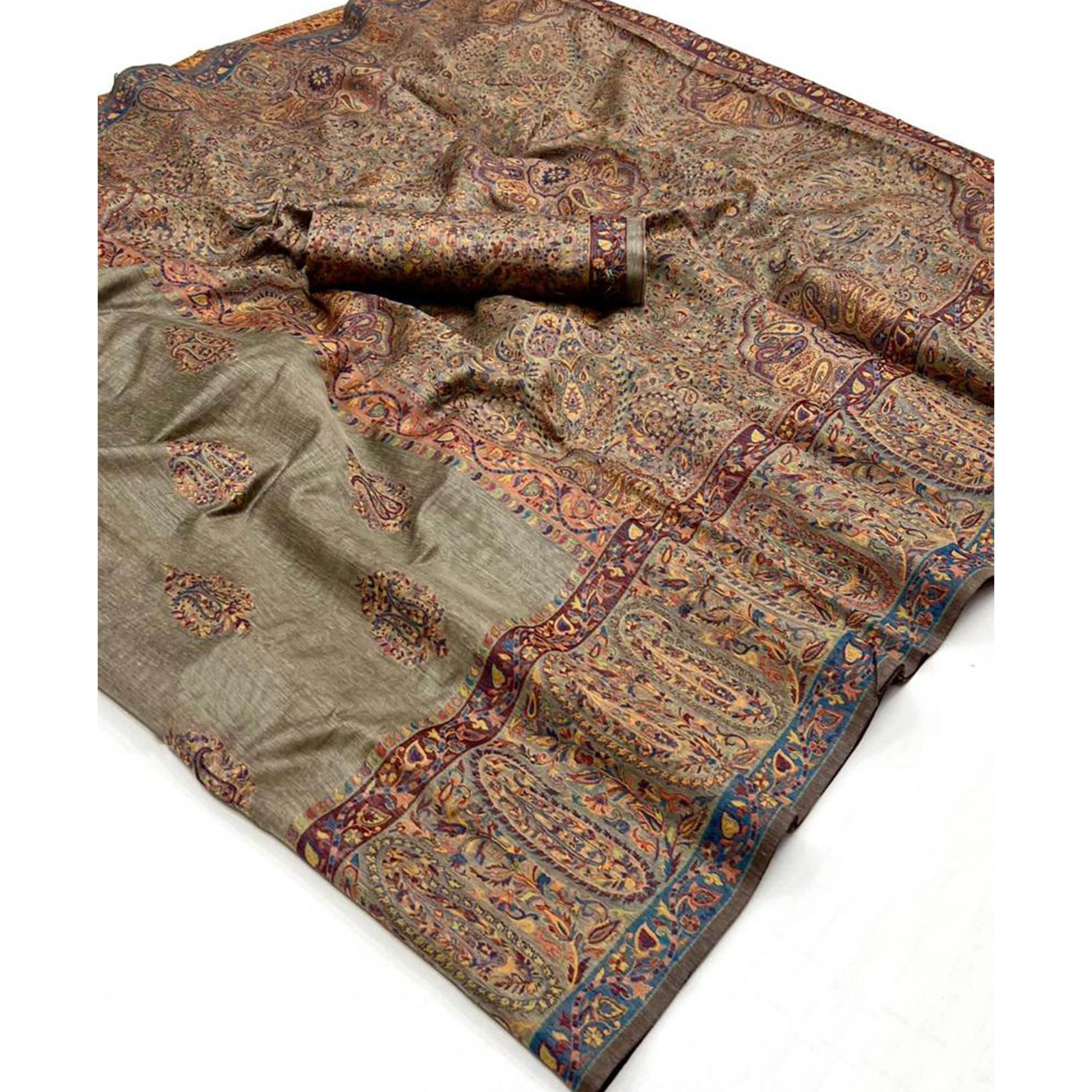 Brown Woven Chanderi Silk Saree