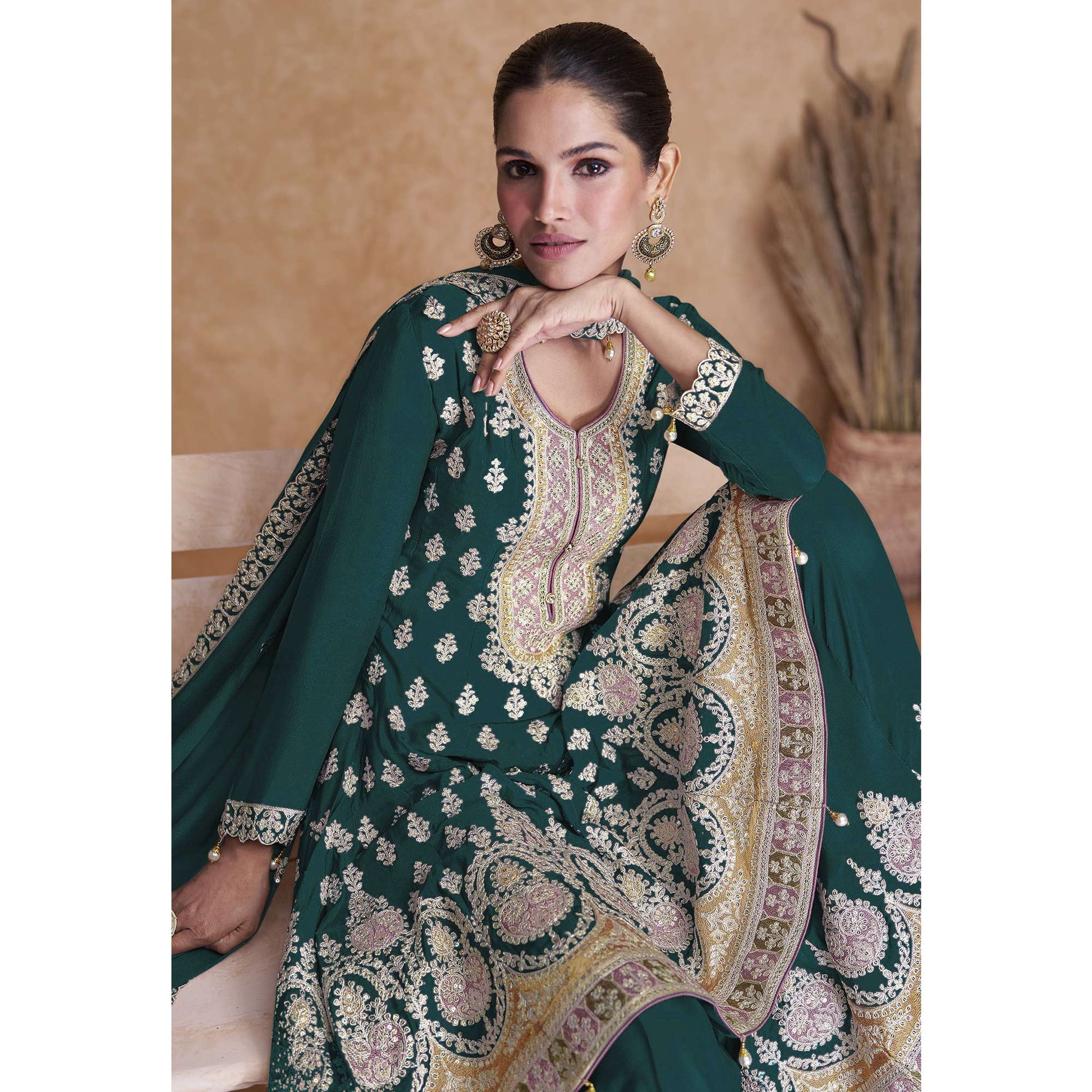 green-sequins-embroidered-georgette-semi-stitched-sharara-suit-1