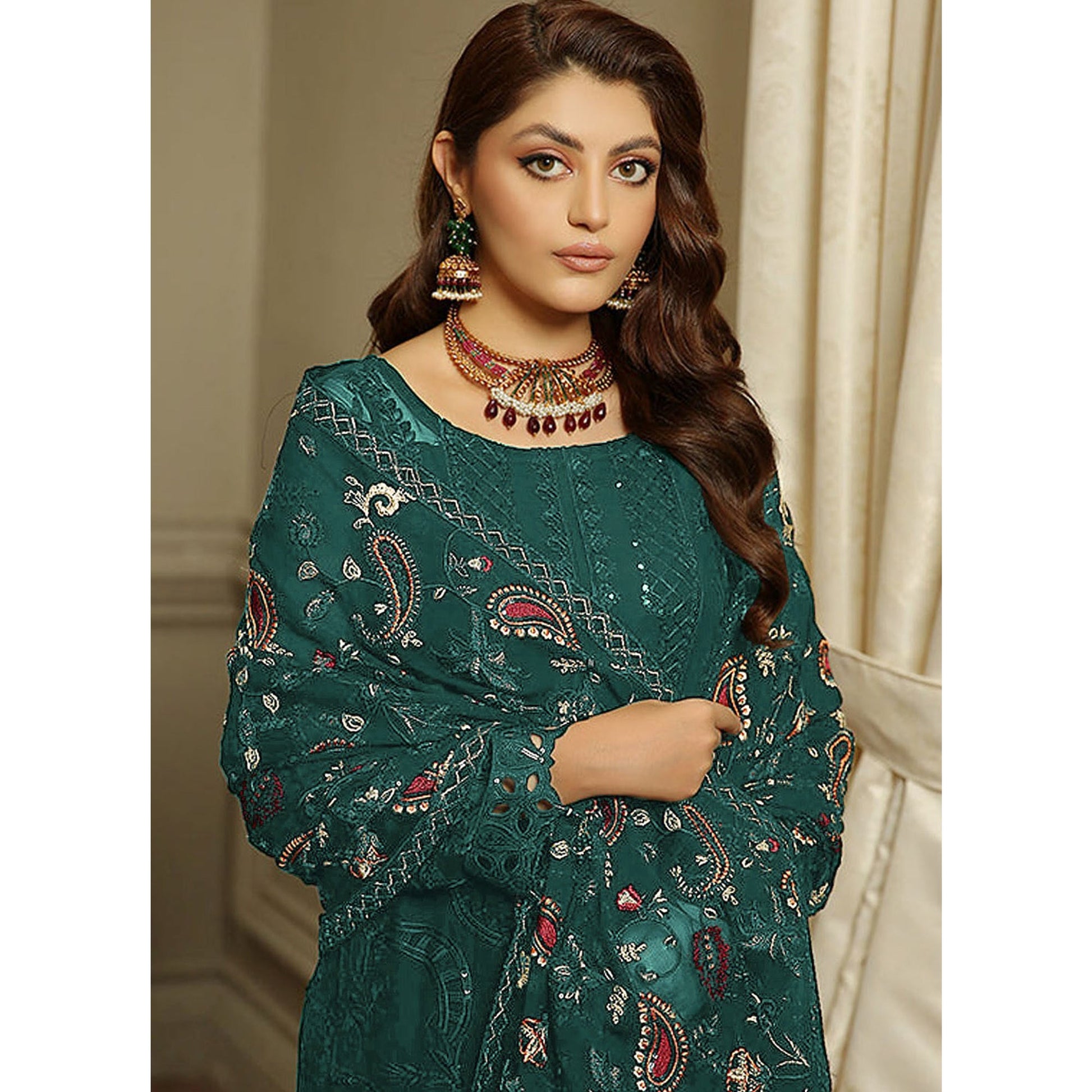 green-embroidered-georgette-semi-stitched-pakistani-suit