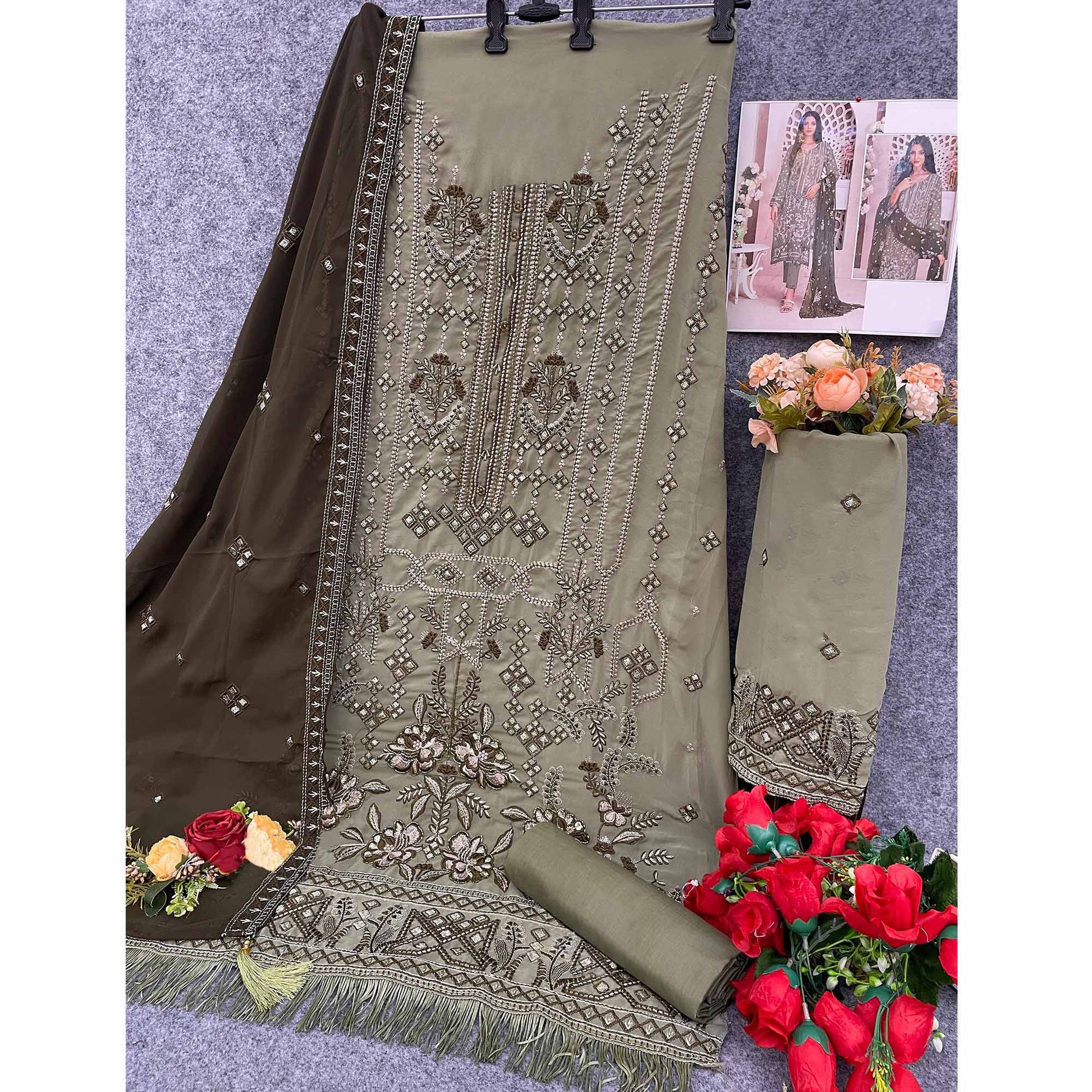 green-floral-embroidered-with-handwork-georgette-semi-stitched-pakistani-suit