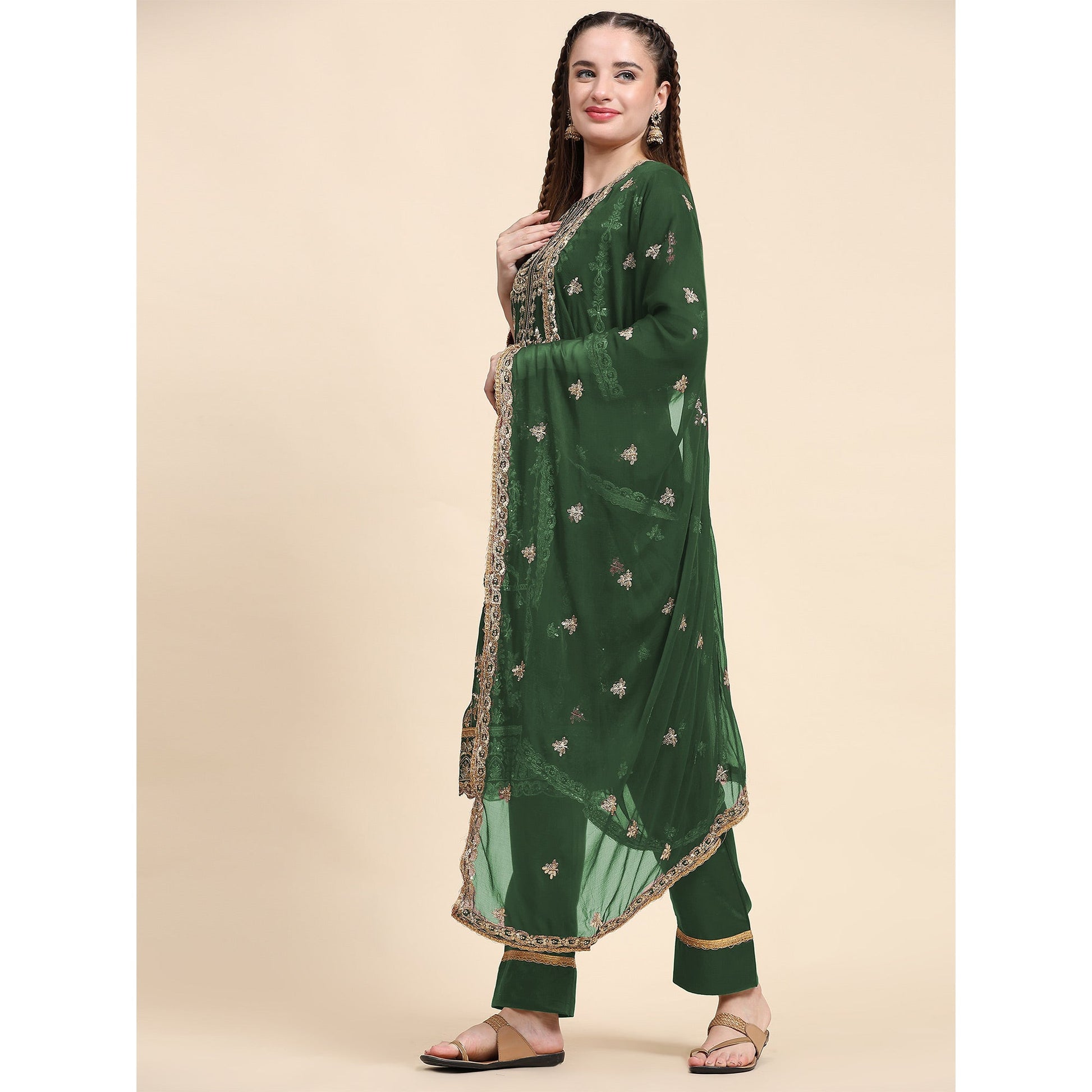 green-sequins-embroidered-georgette-semi-stitched-pakistani-suit